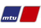 MTU Logo in Form eines blauen und roten Kästchens