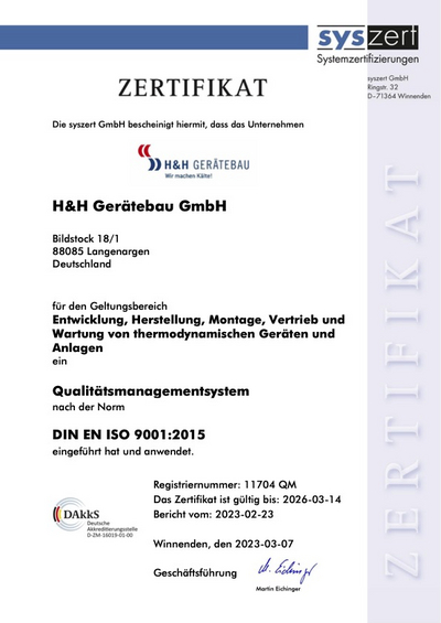 Zertifikat nach DIN EN ISO 9001:2015